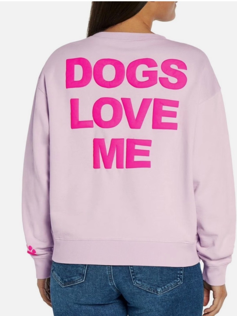 Wildfox Lilac Love Paw Print Cotton French Terry Sweatshirt